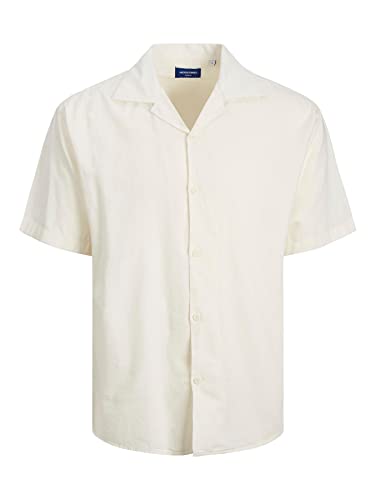 JACK & JONES Jorbelize Linen Resort Shirt męska koszula z krótkim rękawem, Cloud Dancer, XXL