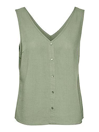VERO MODA Vmmymilo Sl V-Neck Shirt WVN Ga Top, Reseda, M