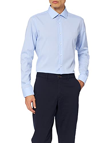 Seidensticker Męska koszula biznesowa bez prasowania o bardzo wąskim kroju - X-Slim Fit - długi rękaw - kołnierz Kent, niebieski (niebieski 12), 37