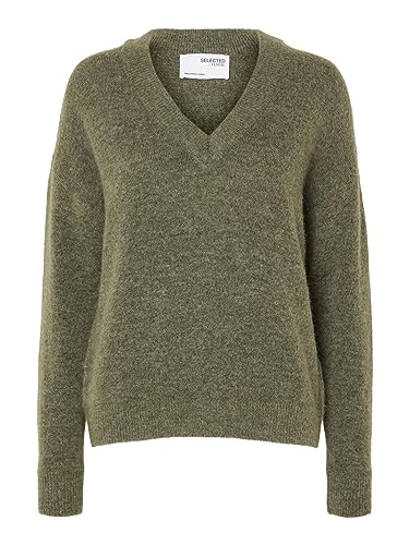 SELECTED FEMME Damski sweter z mieszanki wełny merynosów, zielony (dusky green), M