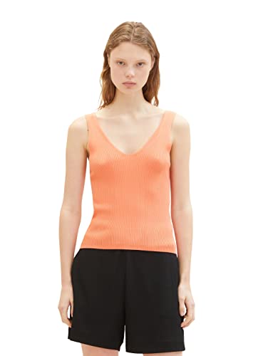 TOM TAILOR Denim Damski top z dzianiny Basic, 31699 - Luminous Coral, XS