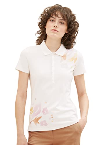 TOM TAILOR Damska koszulka polo z nadrukiem, 10315 - Whisper White, M