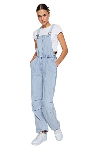 Trendyol Kombinezon damski jednokolorowy denim, Jasnoniebieski, 62