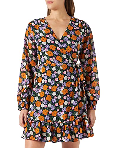 ONLY Women's ONLSTAR L/S WRAP PTM sukienka damska, różowa/AOP: Margaretha Flower, M