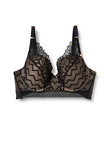 Wonderbra Damski biustonosz Tribal Mix dekolt Longline, czarny, 36D