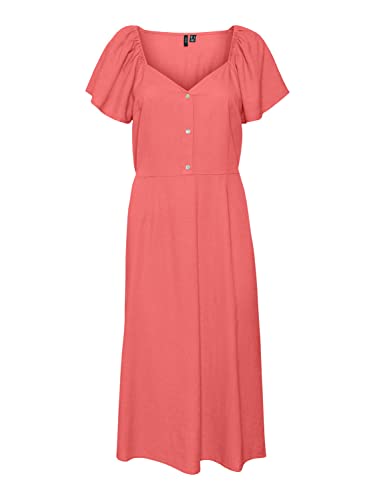 VERO MODA Sukienka damska VMMYMILO SS Calf Dress WVN GA, ge peach, XS