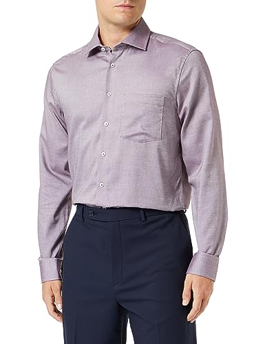 Seidensticker Męska koszula biznesowa - Regular Fit - łatwa do prasowania - kołnierz Kent - długi rękaw - 100% bawełna, ciemnoczerwony, 44