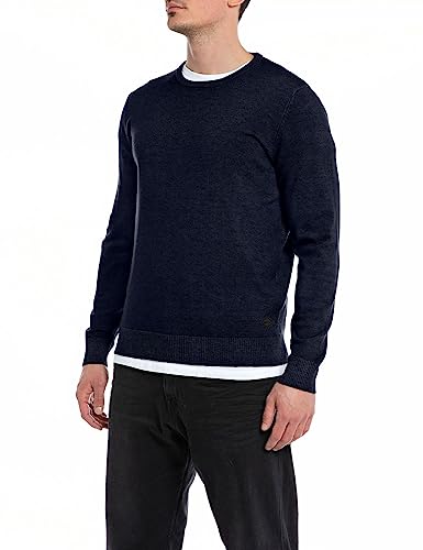 Replay Sweter męski, 970 Dark Navy, M