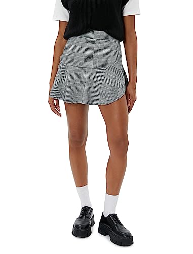 Koton Wiskoza Mix High Rise Mini Skort Spódnica, 9C9 (Black Check), XL Kobiety, 9c9 (Black Check), XL