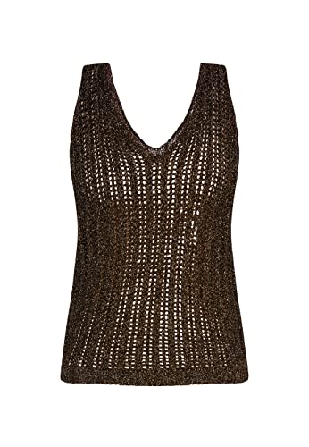 faina Damski top dzianinowy z efektowną przędzą 11026976, czarno-złoty, XS, czarny złoty, XS