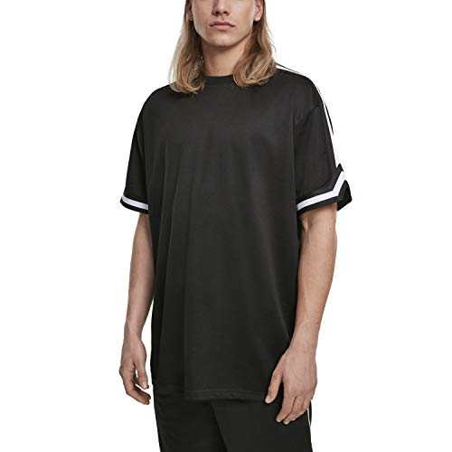 Urban Classics Męski t-shirt oversized Stripes Mesh Tee, czarny (Black 00007), L