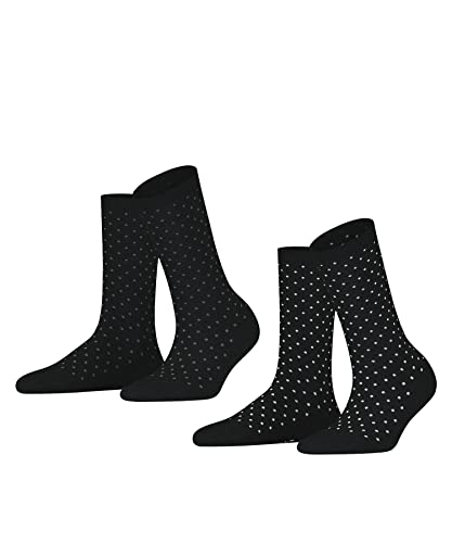 ESPRIT Kobiety Skarpety Fine Dot 2-Pack W SO Bawełna z wzorem 2 Pak, Czarny (Black 3000), 35-38