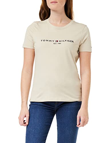 Tommy Hilfiger Damska koszulka Th Ess Hilfiger C-nk Reg Tee Ss, Lekkie drzewo sandałowe, XL