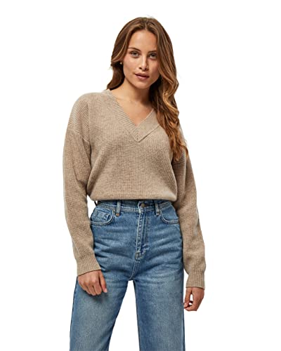 Minus Maisie damski sweter z dekoltem w serek, 354 Nomad Sand Melange, M