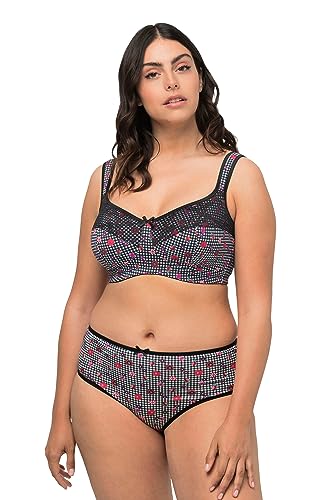 Ulla Popken Biustonosz damski reliefowy, Houndstooth, czarny, 110D