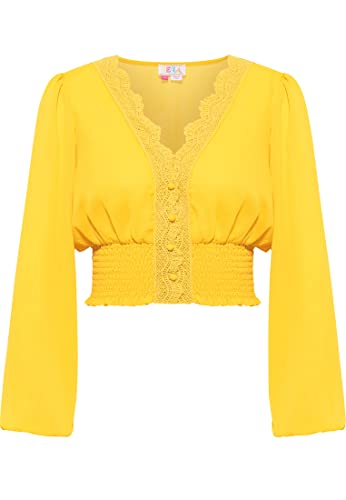IZIA Cropped bluzka z długim rękawem damska 21323488, żółty, L