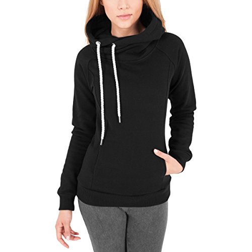 Urban Classics Damski sweter z kapturem Ladies Raglan High Neck Hoody sweter, czarny, 4XL