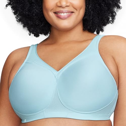 Glamorise Damski biustonosz sportowy MagicLift Plus Size bezszwowy bez fiszbin z zapięciem na plecach #1006, Matowy Aqua, 80F