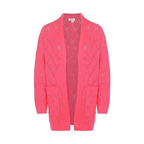 IZIA Damski prosty uchwyt, grube kieszenie, kardigan z dekoltem w serek, różowy, rozmiar M/L, Rosa, M