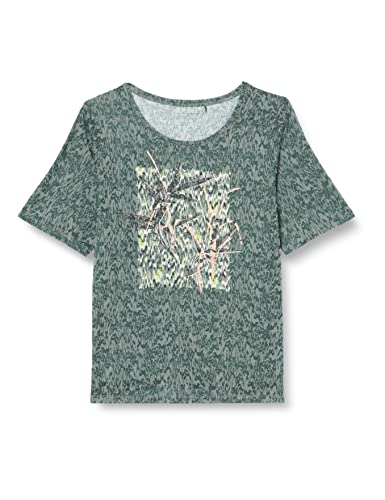 Gerry Weber Damska koszulka z krótkim rękawem z nadrukiem z przodu pół rękawa T-shirt z rękawami 1/2 z rękawami z półrękawami wzorzystymi, nadruk z przodu, oliwkowy, 40