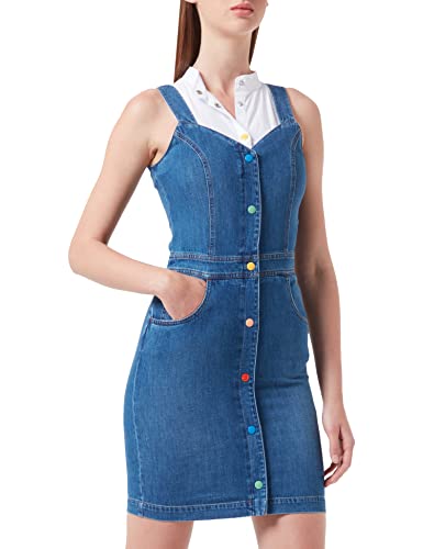 Love Moschino Damska sukienka Denim z wielokolorowymi zatrzaskami, Medium Blue Demin, 42 PL