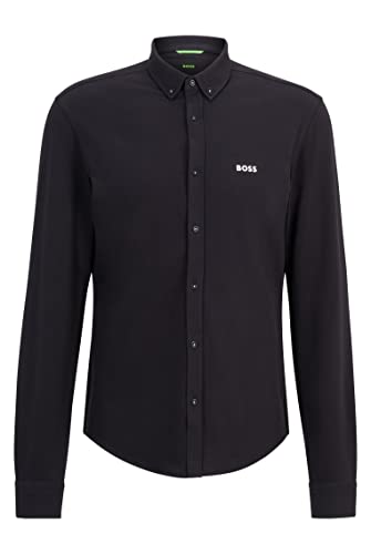 BOSS Męska koszula BIADO R Regular-Fit z bawełny piqué z logo, granatowy, S