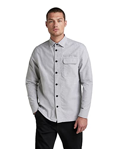 G-STAR RAW, Męska koszula z kieszonką na długopis, Mehrfarbig (odpowiednio szary/biały Oxford C895-c760), XL