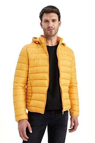 DeFacto Płaszcz męski do odzieży rekreacyjnej - DeFacto płaszcz męski do odzieży wierzchniej (żółty, M), żółty, M