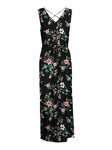 VERO MODA Women's VMEASY SL Tank Maxi Dress R1 WVN GA sukienka, Black/AOP:Tika, S, Black/Aop: tika, S
