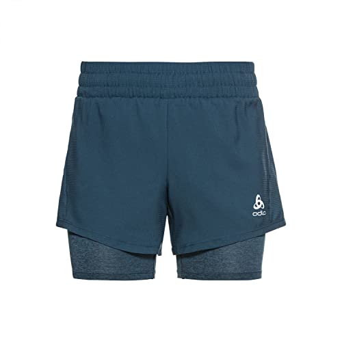 ODLO Damskie szorty 2 w 1 Easy Run 12 cm, niebieski morski, XL