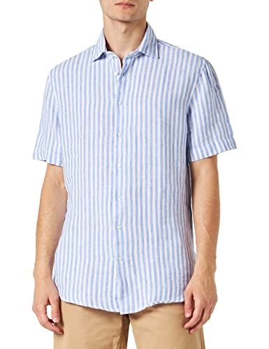 Seidensticker Męska koszula z krótkim rękawem, niebieska, rozmiar 38, niebieski, 38