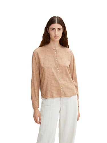 TOM TAILOR Damski Bluzka z wzorem w kratkę 1032913, 30309 - Woven Small Camel Grid Check, 44