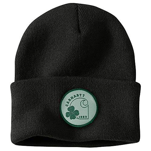 Carhartt Męska czapka z dzianiny Shamrock Patch Beanie, czarny, jeden rozmiar