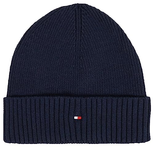 Tommy Hilfiger Męska czapka z dzianiny z flagą, kosmiczna niebieska, jeden rozmiar