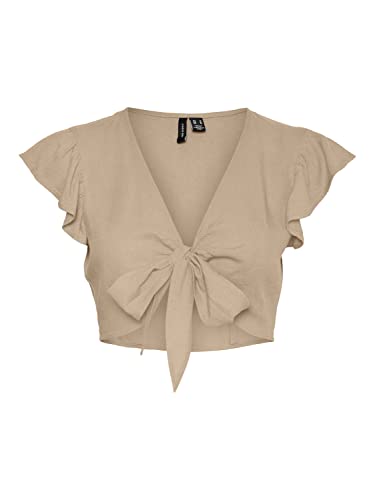 VERO MODA VMMYMILO SL Crop TIE WVN GA Top, irlandzki krem, rozmiar L, Irish Cream, L