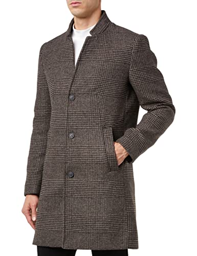 TOM TAILOR Denim Męskie Nowoczesny płaszcz wełniany 1032440, 30499 - Black Brown Glen Plaid, L