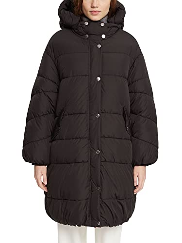 edc by Esprit Pikowany płaszcz z odpinanym kapturem, czarny, M