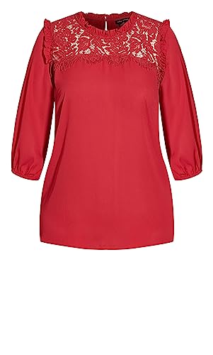 CITY CHIC Damska bluzka plus size koronkowa sukienka Angel E/S, Czereśnia, 40-Du?e rozmiary