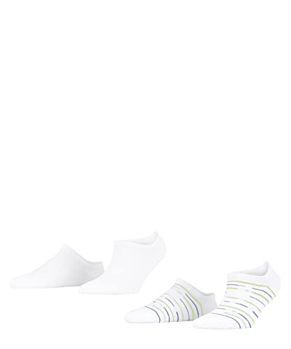 ESPRIT Kobiety Skarpety do trampek Irregular Stripe 2-Pack W SN Trwała Organiczna Bawełna krótkie z wzorem 2 Pak, Biały (White 2000), 36-41