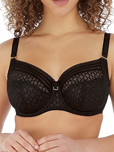 Freya Damski biustonosz Viva Lace Underwire Side Support Biustonosz z pełną osłoną, Koronka Noir, 75J