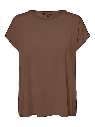VERO MODA Damska koszulka Vmava Plain Ss Top Gajrs Noos, Cocoa Brown, L