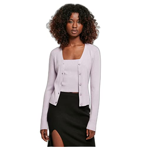 Urban Classics Damski kardigan damski krótki prążkowany kardigan, lekka kurtka dla kobiet dostępna w 5 kolorach, rozmiary XS - 5XL, fioletowy, 4XL