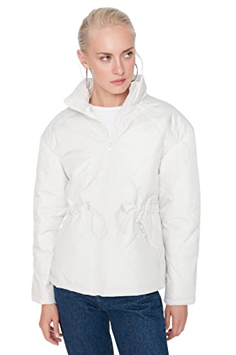 Trendyol Damska kurtka zimowa, jednokolorowa, oversize, Stone, XS, KAMIEŃ
