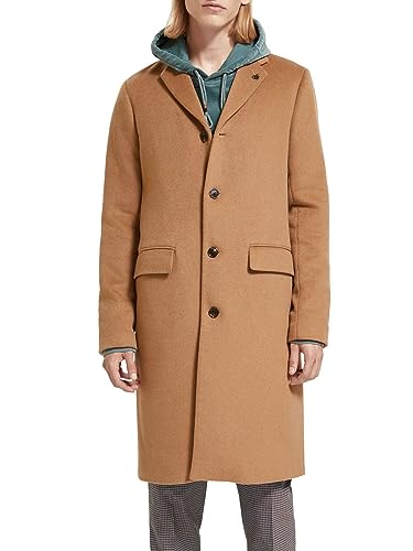 Klasyczny płaszcz z mieszanki wełny, Camel 0619, XXL