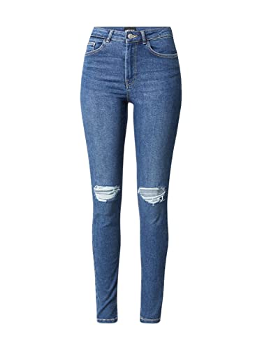 PIECES Damskie spodnie dżinsowe PCHIGHFIVE Flex MB629 DST JNS NOOS BC, Medium Blue Denim, XS