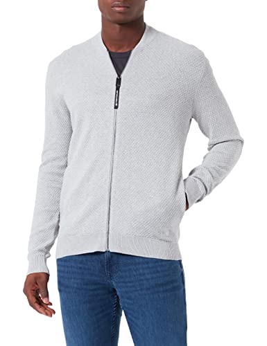TOM TAILOR Męskie Kardigan z trwałej wełny bambusowej 1032287, 30193 - Ordinary Grey Melange, 3XL