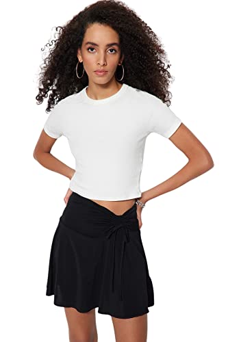 Trendyol Damska rozkloszowana spódnica dopasowana dzianinowa spódnica, czarna, XL, Czarny, XL