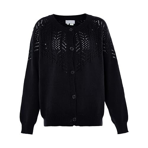Jalene Damska modna kurtka kardigan z dzianiny poliestrowej, czarna, rozmiar XL/XXL, czarny, XL