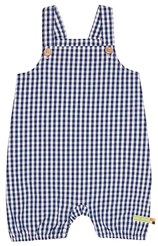 loud + proud Unisex dziecięce krótkie ogrodniczki Vichy-Karo, certyfikat GOTS szorty, ultramaryna, 62/68