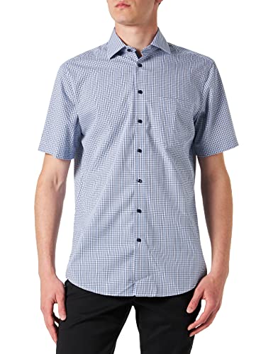 Seidensticker Męska koszula z krótkim rękawem, regularny krój, ciemnoniebieska, 39, granatowy, 39